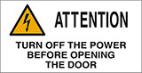 Adhesive sign cm 8,2x4,2 n° 16 attention turn off the power before opening the door