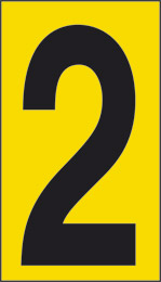 Adhesive sign cm 12,5x7 2 yellow background black number