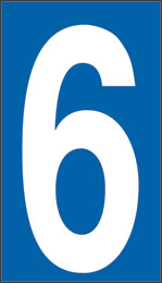 Aluminium sign cm 60x33,3 6 blue background white number