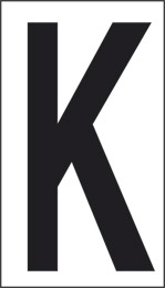 Adhesive sign cm 10x5,6 k white background black letter