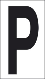 Adhesive sign cm 10x5,6 p white background black letter