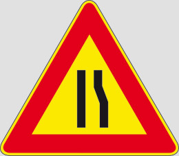 Iron sign with reflective adhesive class 1 side cm 90 road narrows right