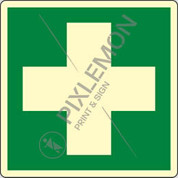 Luminescent aluminium sign cm 12x12 first aid