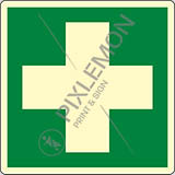 Luminescent aluminium sign cm 20x20 first aid