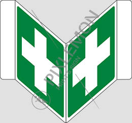 Double-sided aluminium v sign cm 12x12 first aid