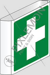 Double-sided aluminium flag sign cm 12x12 first aid