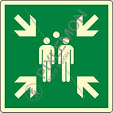 Luminescent aluminium sign cm 20x20 evacuation assembly point