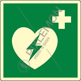 Luminescent adhesive sign cm 20x20 automated external heart defibrillator