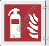 Double-sided plexiglass flag sign cm 20x20 fire extinguisher - including assembling set