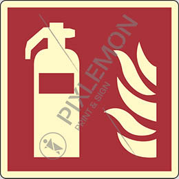 Luminescent aluminium sign cm 12x12 fire extinguisher