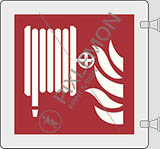 Double-sided plexiglass flag sign cm 20x20 fire hose reel - including assembling set