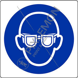 Adhesive sign cm 8x8 wear eye protection