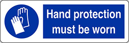 Self ahesive vinyl 30x10 cm hand protection must be worn