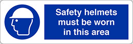 Self ahesive vinyl 30x10 cm safety helmets must be worn in this area