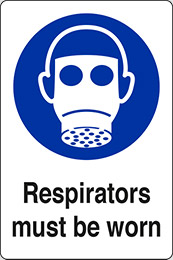 Self ahesive vinyl 40x30 cm respirators must be worn