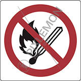 Aluminium sign cm 20x20 no open flame: fire, open ignition source and smoking prohibited