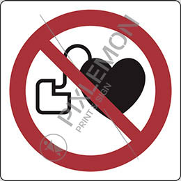 Aluminium sign cm 35x35 no access for people with active implanted cardiac devices