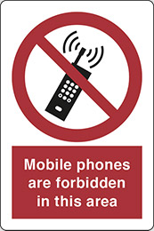 Self ahesive vinyl 30x20 cm mobile phones are forbidden in this area