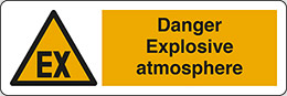 Self ahesive vinyl 30x10 cm danger explosive atmosphere