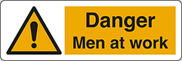 Self ahesive vinyl 30x10 cm danger men at work