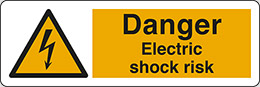 Self ahesive vinyl 30x10 cm danger electric shock risk