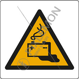 Adhesive sign cm 12x12 warning: battery charging