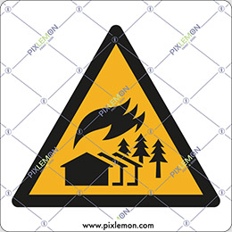 Aluminium sign cm 20x20 warning; large-scale fire zone