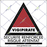 Cartello adesivo cm 20x20 vigipirate securite renforcee risque attentat