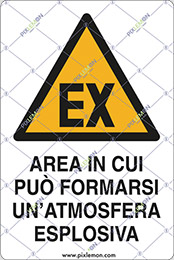 Cartello adesivo cm 18x12 area in cui puo formarsi unatmosfera esplosiva