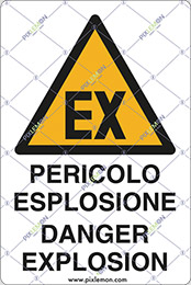 Cartello adesivo cm 12x8 pericolo esplosione danger explosion