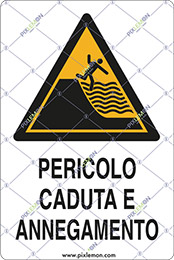 PIXLEMON Adesivo Segnaletico 18x12 Cm, Pericolo Caduta E Annegamento, Per Piscine E Aree Rischio