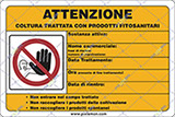 Cartello plastica cm 30x20 attenzione coltura trattata con prodotti fitosanitari