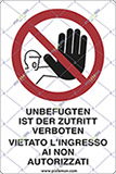 Cartello alluminio cm 18x12 unbefugten ist der zutritt verboten vietato l’ingresso ai non autorizzati