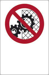 Cartello adesivo cm 6x4 simbolo vietato rimuovere le protezioni di sicurezza con spazio scrivibile
