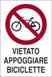 Cartello alluminio cm 18x12 vietato appoggiare biciclette