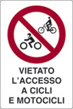 Cartello alluminio cm 18x12 vietato accesso a cicli e motocicli