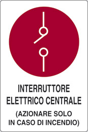 Cartello alluminio cm 30x20 interruttore elettrico centrale azionare solo in caso dincendio