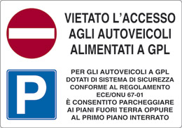 Cartello alluminio cm 30x20 vietato accesso agli autoveicoli alimentati a gpl 