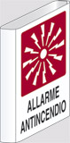 Cartello alluminio cm 30x20 bifacciale a bandiera allarme antincendio
