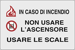 Cartello alluminio cm 18x12 in caso di incendio non usare ascensore usare le scale