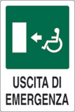 Cartello adesivo cm 30x20 uscita di emergenza disabili a sinistra