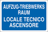 Cartello alluminio cm 30x20 aufzug-triebwerks raum locale tecnico ascensore