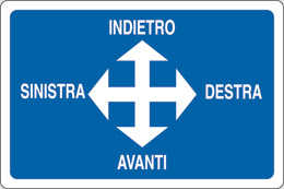 Cartello alluminio cm 30x20 indietro destra avanti sinistra