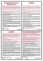 Cartello alluminio cm 50x35 regolamento interno della piscina notice notice schwimmbadvorschriften