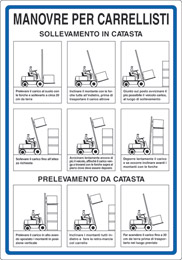 Cartello alluminio cm 50x35 manovre per carrellisti sollevamemento in catasta