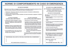 Cartello alluminio cm 50x35 norme di comportamento in caso di emergenza -in caso di incendio 