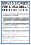 Cartello alluminio cm 50x35 norme di sicurezza per uso della sega circolare