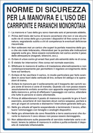 Cartello alluminio cm 50x35 norme di sicurezza per la manovra e uso dei carriponte e paranchi monorotaia