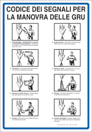 Cartello alluminio cm 50x35 codice dei segnali per la manovra delle gru