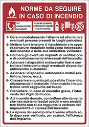 Cartello alluminio cm 50x35 norme da seguire in caso di incendio
